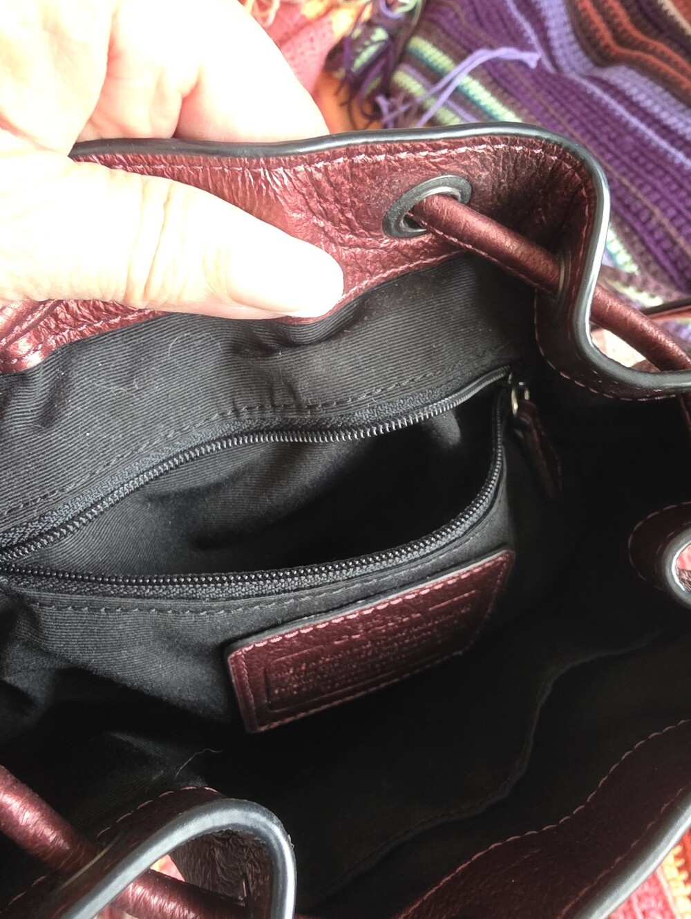 Coach "Baby Mickie" Metallic Garnet Red Drawstring  Bucket Bag - Picture 4 of 10